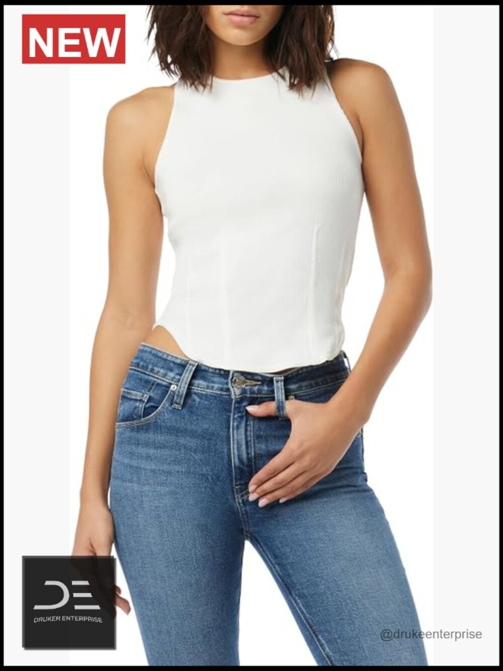 Eco Darted Sleeveless Tank Top - Cotton Blend Stretch